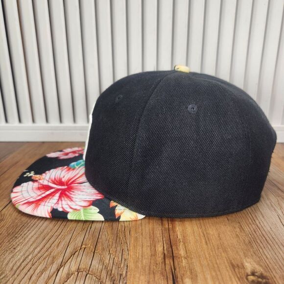 OG Official Genius Crown Snapback Hat Cap Black Floral Hawaiian Flowers Tropical - Picture 6 of 11